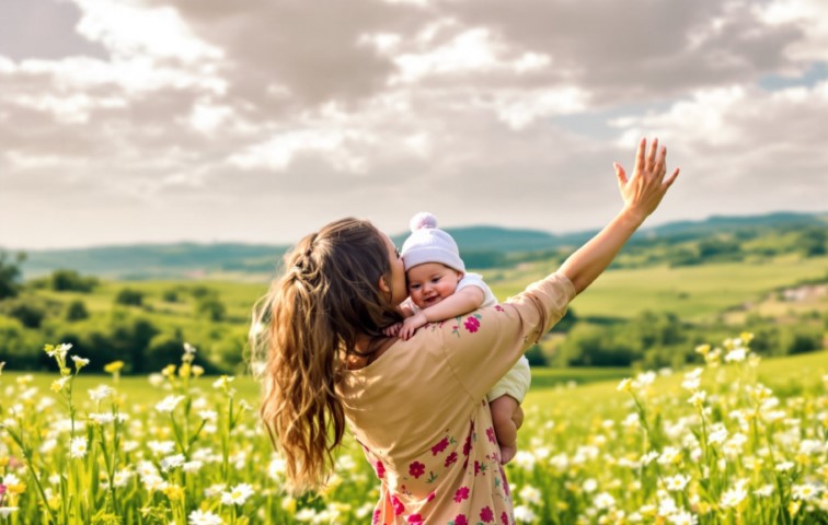 Une maman son bébé dans ses bras. | Emmanuel-SOS-Adoption